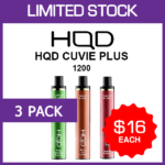 HQD CUVIE PLUS – 1200 PUFFS – 3 PACK