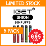 5 PACK – IGET SHION – 600 PUFFS