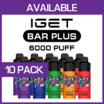 IGET BAR PLUS KIT – 6000 PUFFS  – 10 PACK
