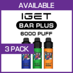 IGET BAR PLUS KIT – 6000 PUFFS  – 3 PACK