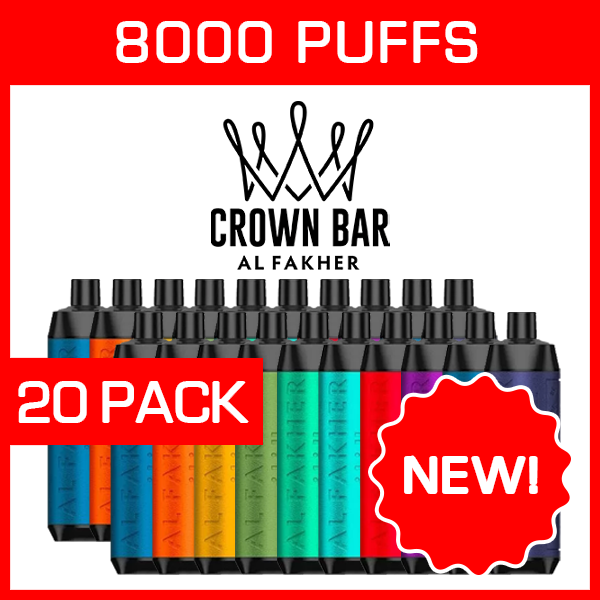 crown-packs-20.png ALFAKHER CROWN BAR – 8000 PUFFS – 20 PACK - Image 1