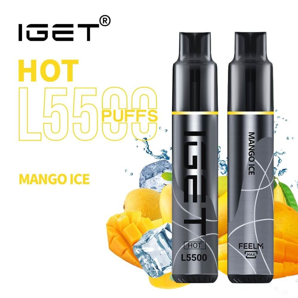 iGET-HOT-L5500-Mango-ice-5500-Puff-Disposable-Vape-Australia-The-Vape-Bar-buy-iget-vape-online.jpg MANGO ICE – IGET HOT – 5500 PUFFS - Image 1