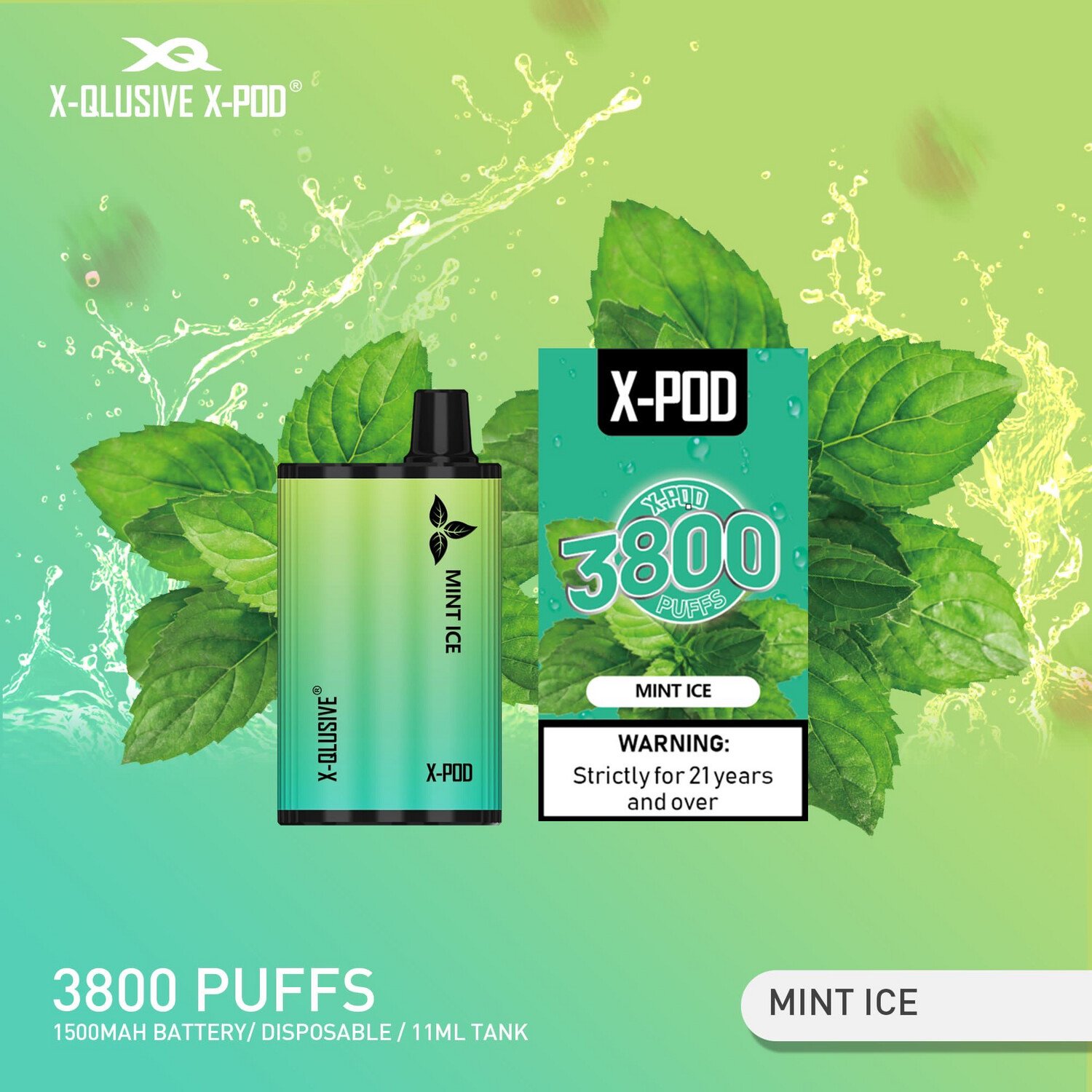 x-pod-mint-ice.jpg X-QLUSIVE X-POD MINT ICE – 3800 PUFFS - Image 1